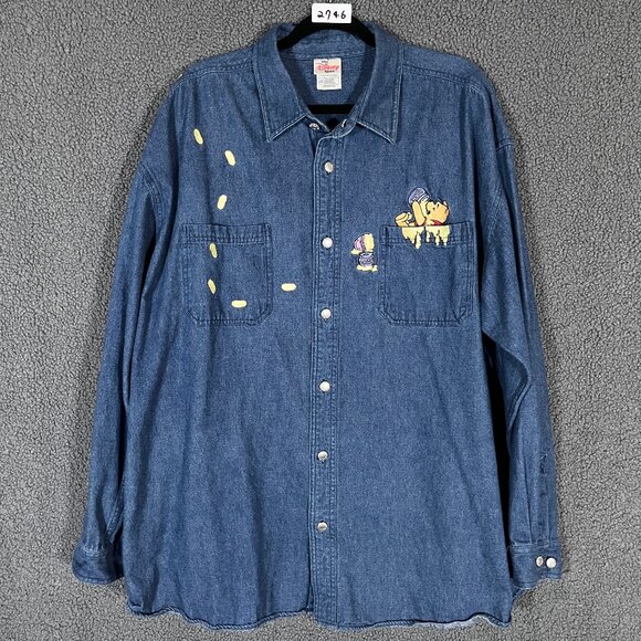 Disney Winnie The Pony Denim Shirt - Men's Size XXL - Blue - Picture 1 of 7